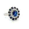 Modern Designer Fine 2.59cttw Sapphire, Diamond, Pearl 18Kt White Gold Ring
