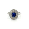 Modern Fine Sapphire and Diamond 14Kt White Gold Ring