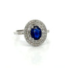 Modern Fine Sapphire and Diamond 14Kt White Gold Ring
