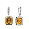 Modern 8.00cttw Citrine and Diamond 14k White Gold Dangle Earring