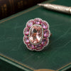 Modern Pink Sapphire, Morganite, Diamond 18Kt Yellow Gold Ring