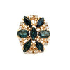 Modern Blue Sapphire And Diamond 14kt Yellow Gold Cluster Ring