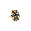Modern Blue Sapphire And Diamond 14kt Yellow Gold Cluster Ring