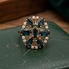 Modern Blue Sapphire And Diamond 14kt Yellow Gold Cluster Ring