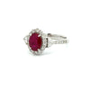 Modern Ruby and Diamond 18Kt White Gold Ring