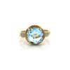 Designer R. Reiss Diamond and Blue Topaz 14K Yellow/White Gold Ring