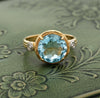 Designer R. Reiss Diamond and Blue Topaz 14K Yellow/White Gold Ring