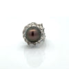 Contemporary 12.50mm Tahitian Pearl and Diamond Platinum Ring