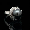 Contemporary 12.50mm Tahitian Pearl and Diamond Platinum Ring