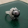 Contemporary 12.50mm Tahitian Pearl and Diamond Platinum Ring