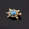 Modern Enamel, Garnet, and Diamond 14kt Yellow Gold Turtle Pendant