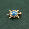 Modern Enamel, Garnet, and Diamond 14kt Yellow Gold Turtle Pendant