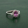Modern Pink Sapphire and Diamond 18Kt White Gold Ring