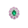 Modern Emerald, Pink, Sapphire, Diamond 18Kt White Gold Ring
