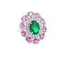 Modern Emerald, Pink, Sapphire, Diamond 18Kt White Gold Ring