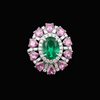 Modern Emerald, Pink, Sapphire, Diamond 18Kt White Gold Ring
