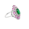 Modern Emerald, Pink, Sapphire, Diamond 18Kt White Gold Ring