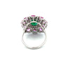 Modern Emerald, Pink, Sapphire, Diamond 18Kt White Gold Ring