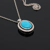 Modern Diamond, Turquoise & Black Enamel 14Kt White Gold Necklace
