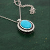 Modern Diamond, Turquoise & Black Enamel 14Kt White Gold Necklace