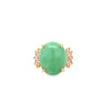 Modern 1980's 23.00ct Jade and Diamond 14Kt Yellow Gold Ring