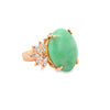 Modern 1980's 23.00ct Jade and Diamond 14Kt Yellow Gold Ring