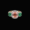 Modern Emerald Pink Tourmaline, Diamond 18K Yellow Gold Ring