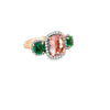 Modern Emerald Pink Tourmaline, Diamond 18K Yellow Gold Ring