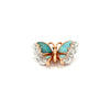 Modern Inlay Opal and Diamond 14Kt White/Yellow Gold Pendant
