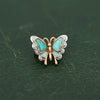 Modern Inlay Opal and Diamond 14Kt White/Yellow Gold Pendant