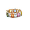 Modern 5.39cttw Multi Color Sapphire and Diamond 18Kt Yellow Gold Eternity Ring