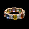 Modern 5.39cttw Multi Color Sapphire and Diamond 18Kt Yellow Gold Eternity Ring