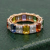 Modern 5.39cttw Multi Color Sapphire and Diamond 18Kt Yellow Gold Eternity Ring