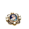 Mid Century French Limoge Portrait  " Asciore France" Enamel, Cultured Pearl Pendant/Brooch, Earring Set