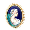 Mid Century French Limoge Portrait  " Asciore France" Enamel, Cultured Pearl Pendant/Brooch, Earring Set