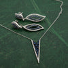 Modern Gabriel & Company Diamond & Sapphire 14Kt White Gold Necklace & Earring Set