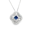 Contemporary Diamond & Sapphire Platinum & 18K White Gold Necklace