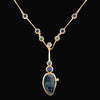 Estate Designer Lee Philips Black Opal, Aquamarine, Iolite 14K Yellow Gold Necklace