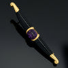 Estate Designer Amethyst & Onyx 18Kt Yellow Gold Brooch
