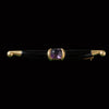 Estate Designer Amethyst & Onyx 18Kt Yellow Gold Brooch