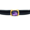 Estate Designer Amethyst & Onyx 18Kt Yellow Gold Brooch