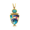 Estate Designer Ricky Frank 18K/22K Yellow Gold Opal & Cloisonne Pendant