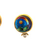 Estate Designer Ricky Frank 18K/22K Yellow Gold Multi Color Cloisonne and Diamond Earring