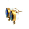 Estate Designer Ricky Frank 18K/22K Yellow Gold Multi Color Cloisonne and Diamond Earring