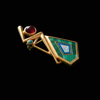 Estate Designer Malachite, Garnet, Opal, Onyx 14K Yellow Gold Pendant.
