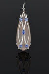 Estate Designer LM Diamond, Tanzanite, Quartz 18Kt White Gold Pendant