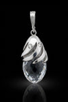 Designer Diamond & Rose Quartz 14Kt White Gold Pendant