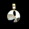 Designer Asch Grossbardt Diamond, Onyx, Mother of Pearl 14K Yellow Gold Pendant