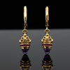 Designer Ruby & Amethyst 18Kt Yellow Gold Dangle Earrings