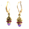 Designer Ruby & Amethyst 18Kt Yellow Gold Dangle Earrings